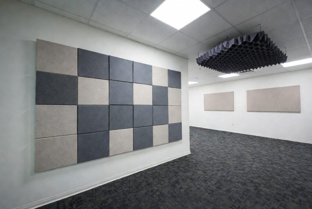 Desain Kantor dengan Panel akustik, Karpet peredam, Ceiling acoustic