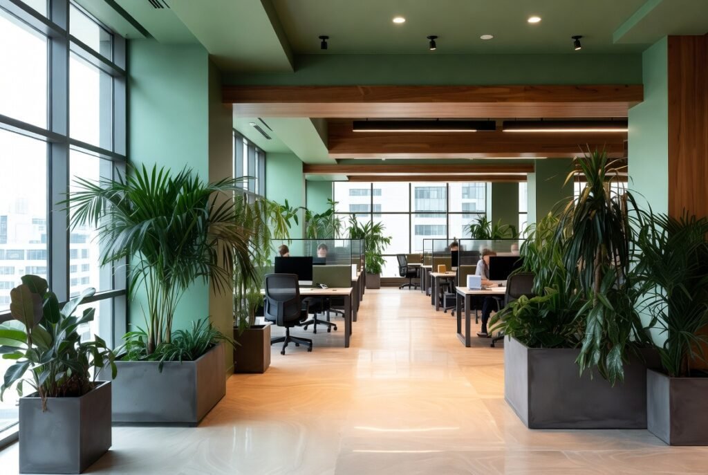 Desain kantor dengan elemen biophilic