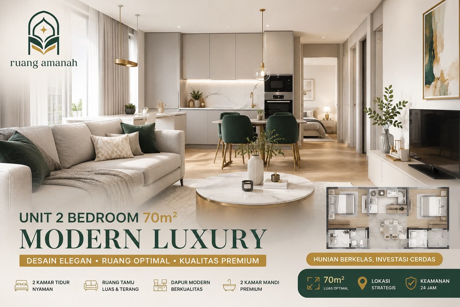Desain Interior 2 Bedroom Mewah