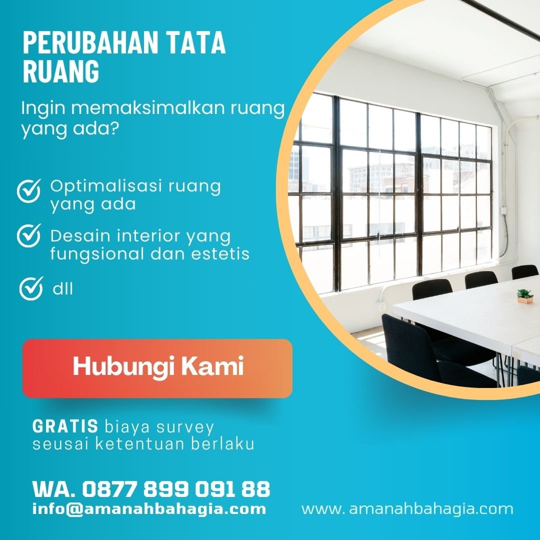 Jasa renovasi per meter persegi Penambahan Tata Ruang Ruang Amanah.