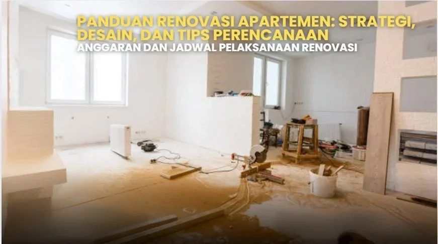 Renovasi apartemen: interior berantakan dengan alat kerja. Panduan renovasi apartemen, strategi, desain, tips perencanaan.