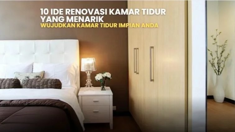 Kamar tidur modern: tempat tidur nyaman, lemari kayu, lampu elegan. Inspirasi renovasi kamar tidur impian.