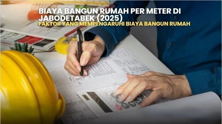 Ilustrasi biaya bangun rumah per meter di Jabodetabek 2025. Pekerja menghitung biaya konstruksi rumah. Konsultasi bangun rumah.
