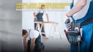 Ilustrasi harga jasa tukang bangunan 2025 di Pamulang Barat. Pekerja konstruksi dengan peralatan lengkap.