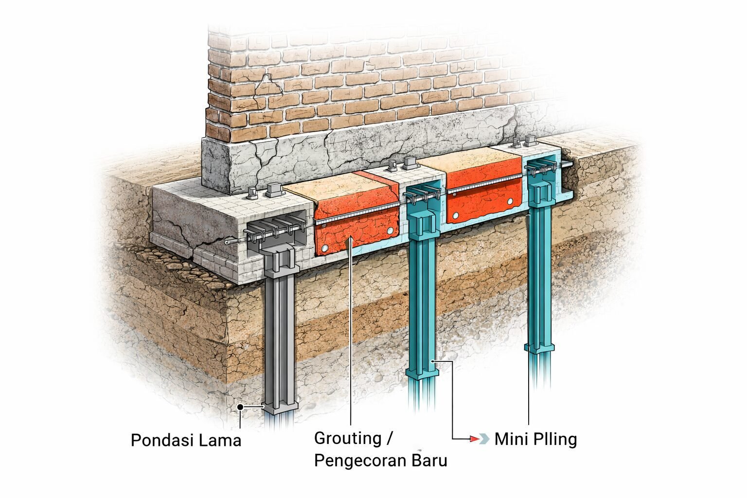 pondasi rumah lama untuk lantai 2