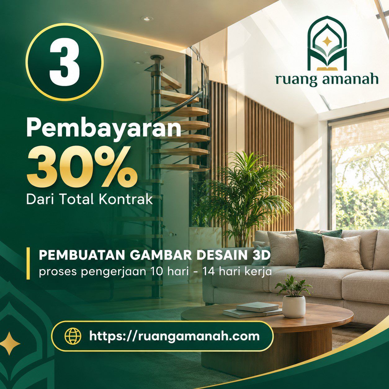 pembuatan gambar desain 3D ruangamanah